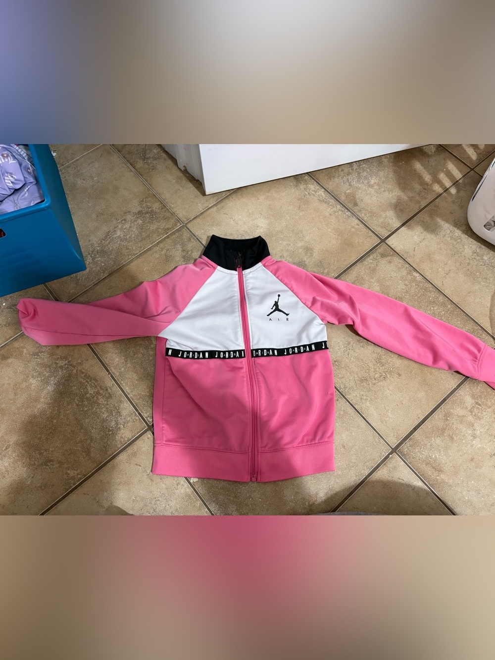 Jordan Air Kids Full Zip Track Jacket Pink White Black Size 5-6 Years